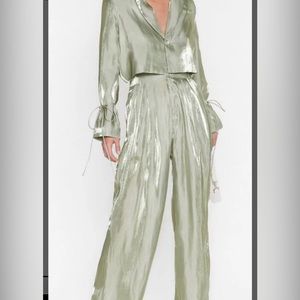 NWT NastyGal Mint Green Blazer and high waisted pant set.